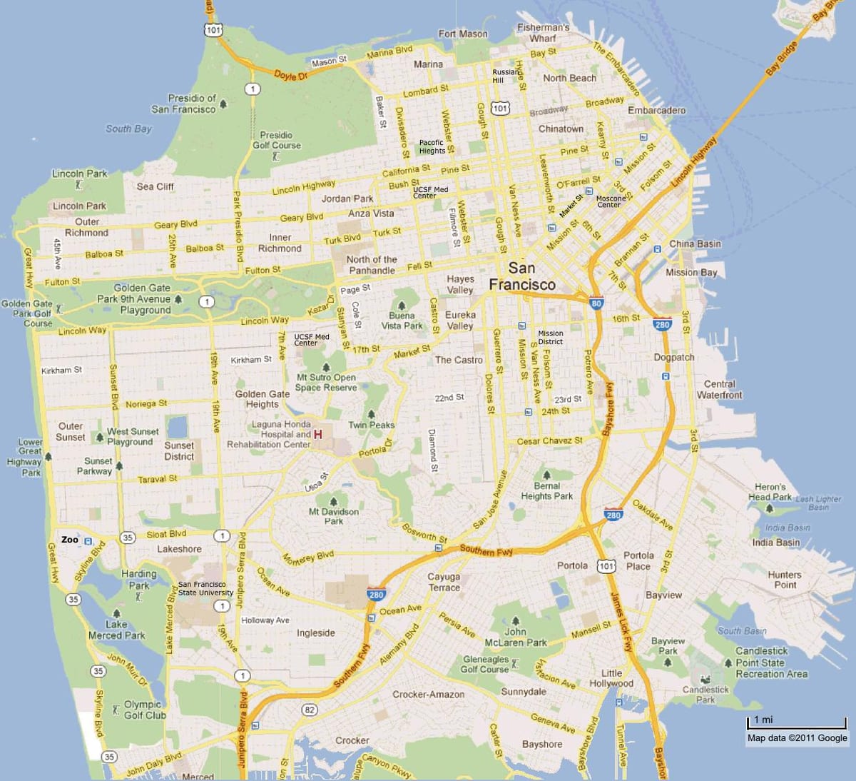 샌프란시스코에 관광 지도