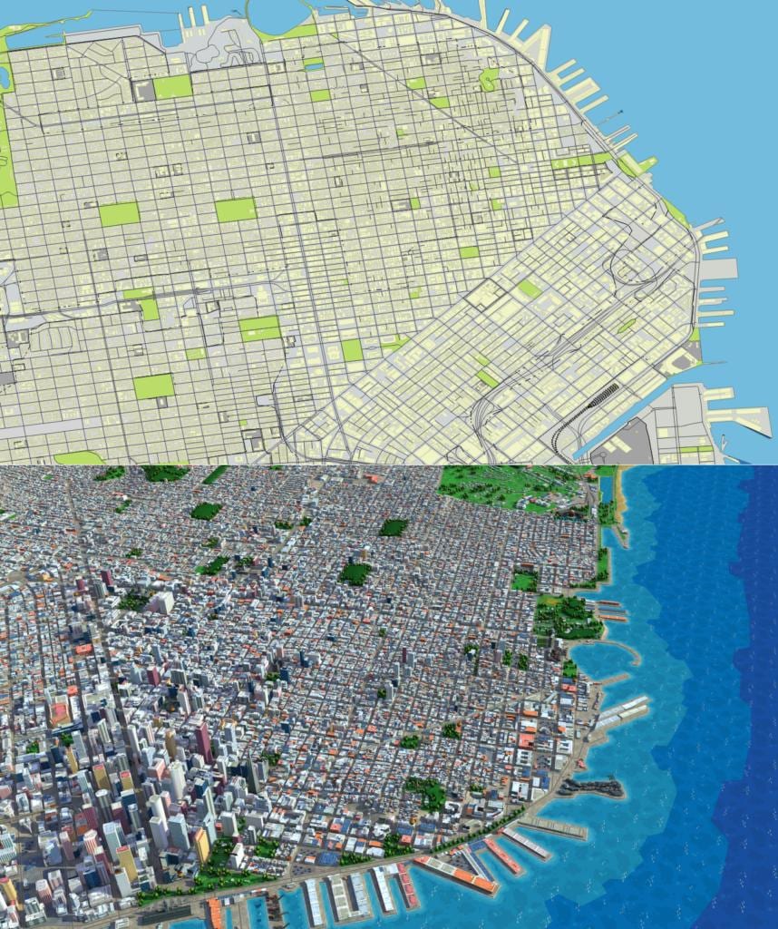 지도 ofSan 샌프란시스코 3d 