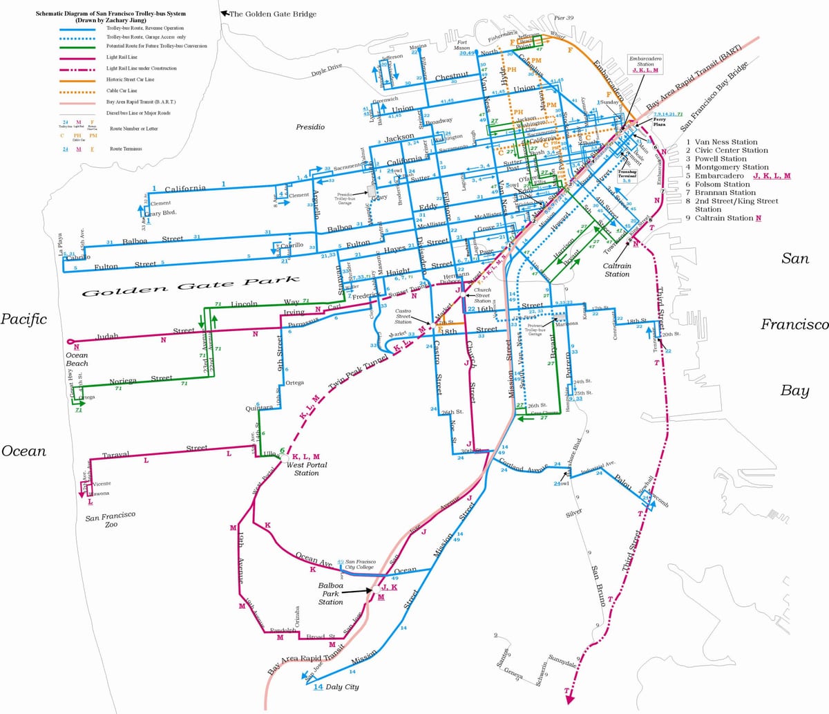 샌프란시스코 지도 trolleybus