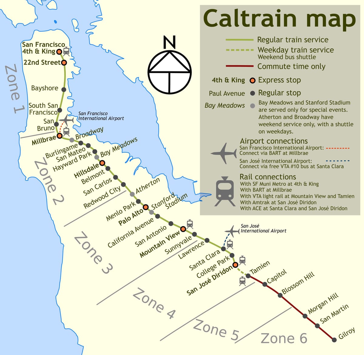 caltrain 중 지도