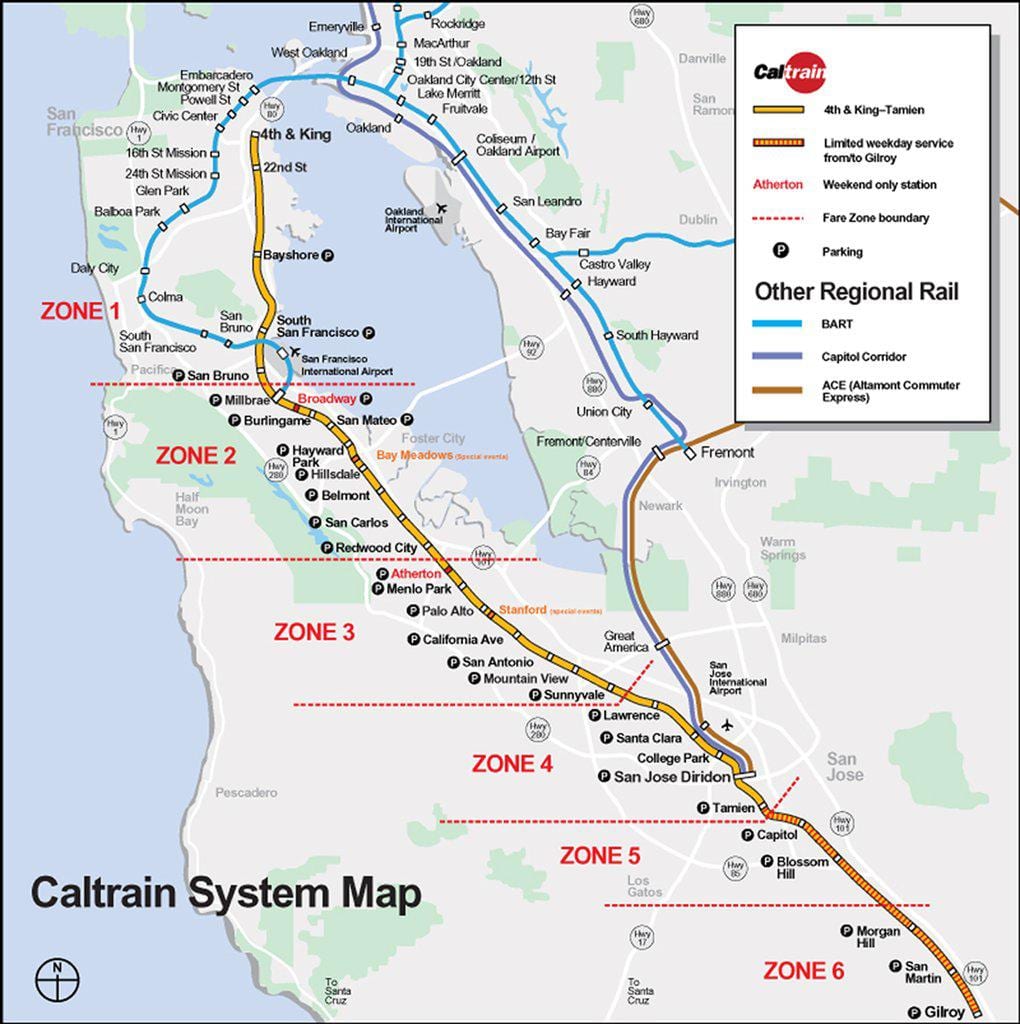 caltrain 노선도