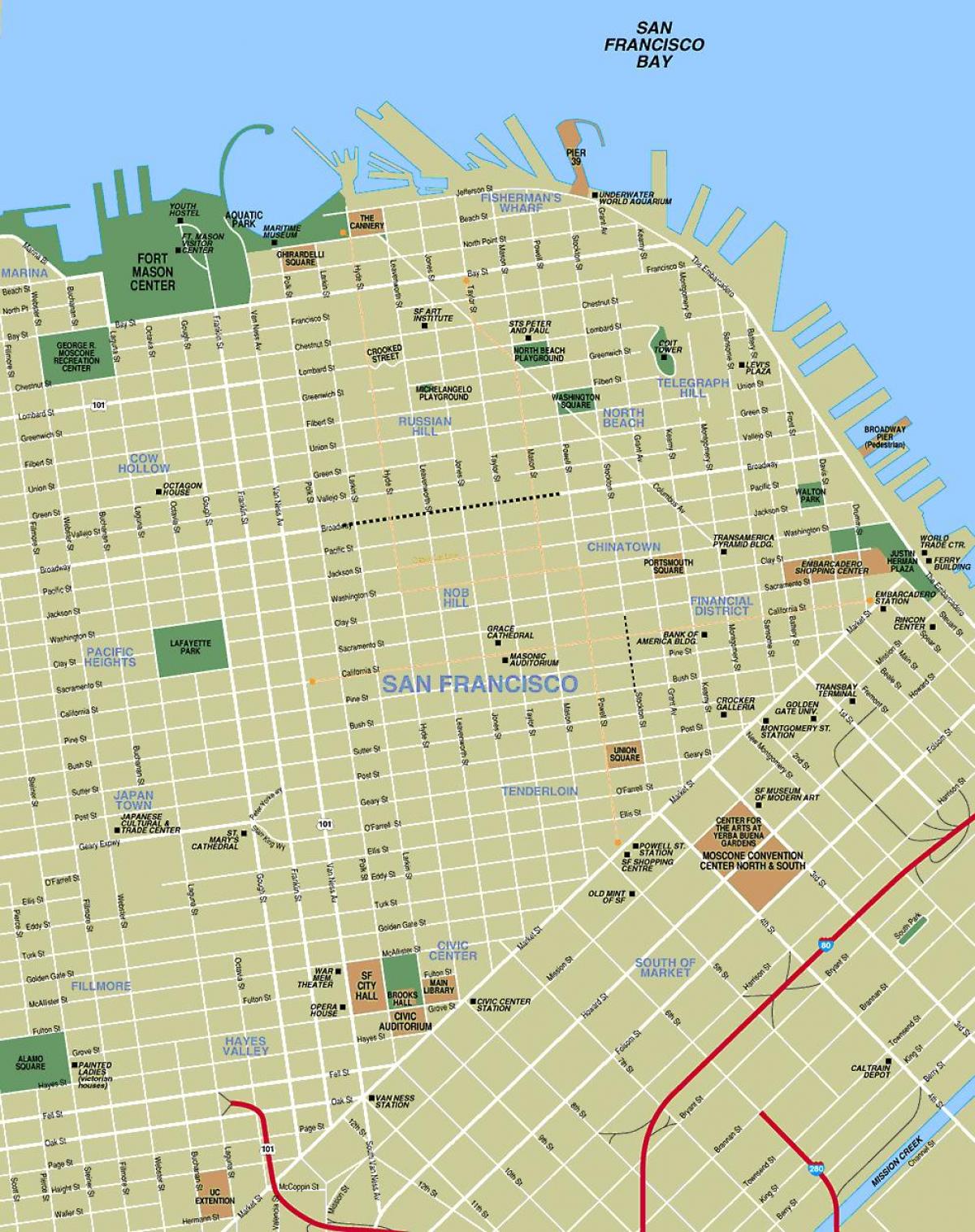 지도 관광 명소의 샌프란시스코