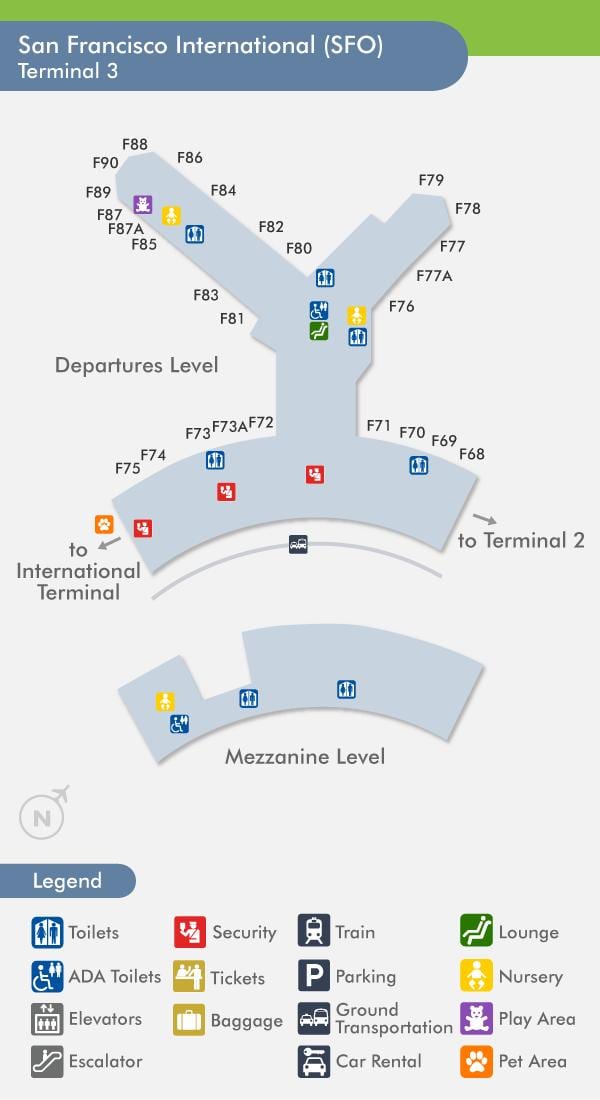 SFO airport 지도 터미널 3