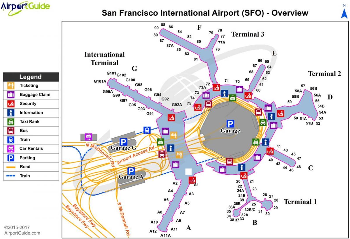 샌프란시스코 국제 공항 터미 맵