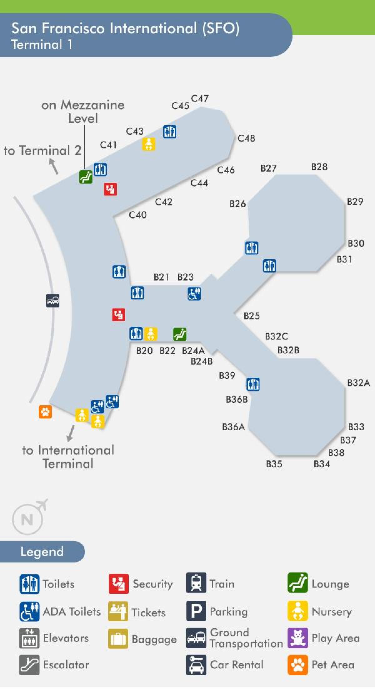 샌프란시스코 공항 터미널 1 맵