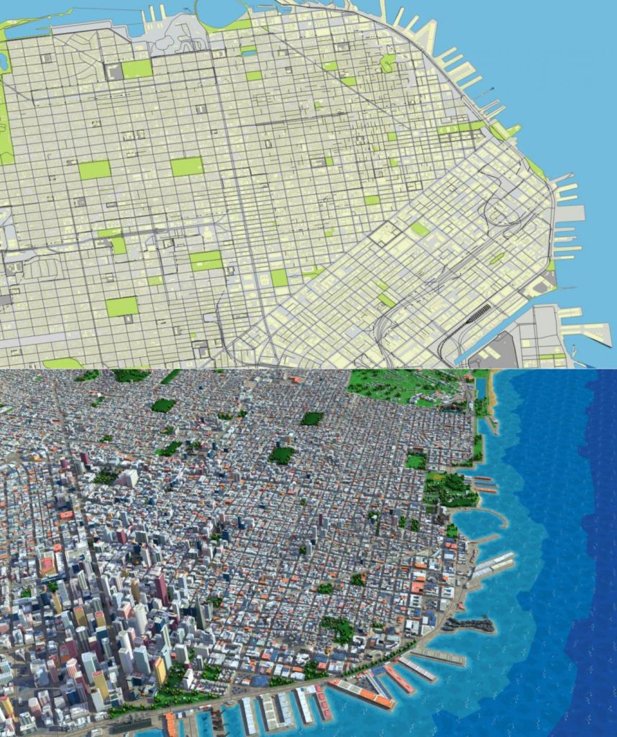 지도 ofSan 샌프란시스코 3d 