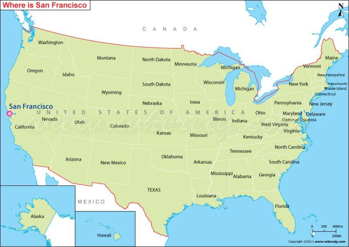 지도 샌프란시스코의 미국 캘리포니아