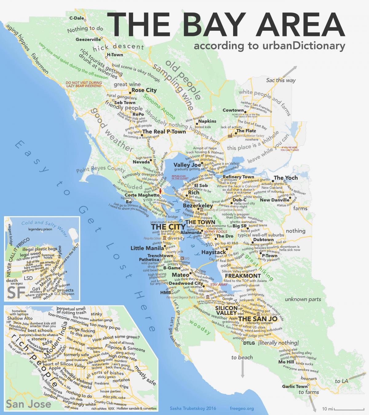 샌프란시스코 베이 지역의 캘리포니아 지도