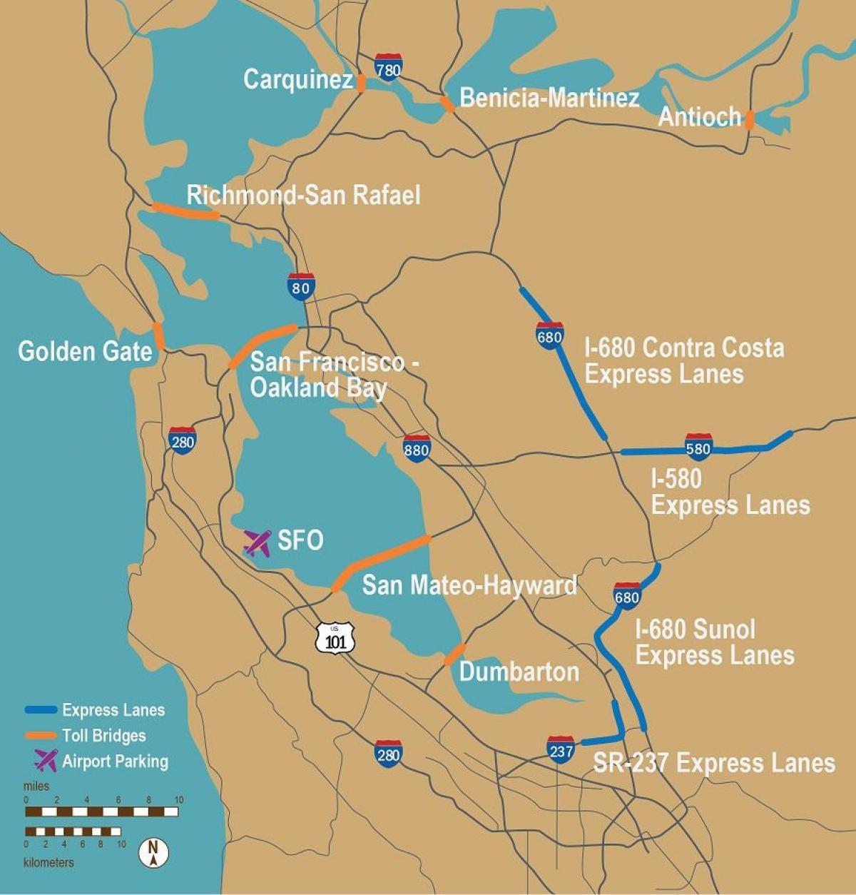 유료 도로 샌프란시스코 지도