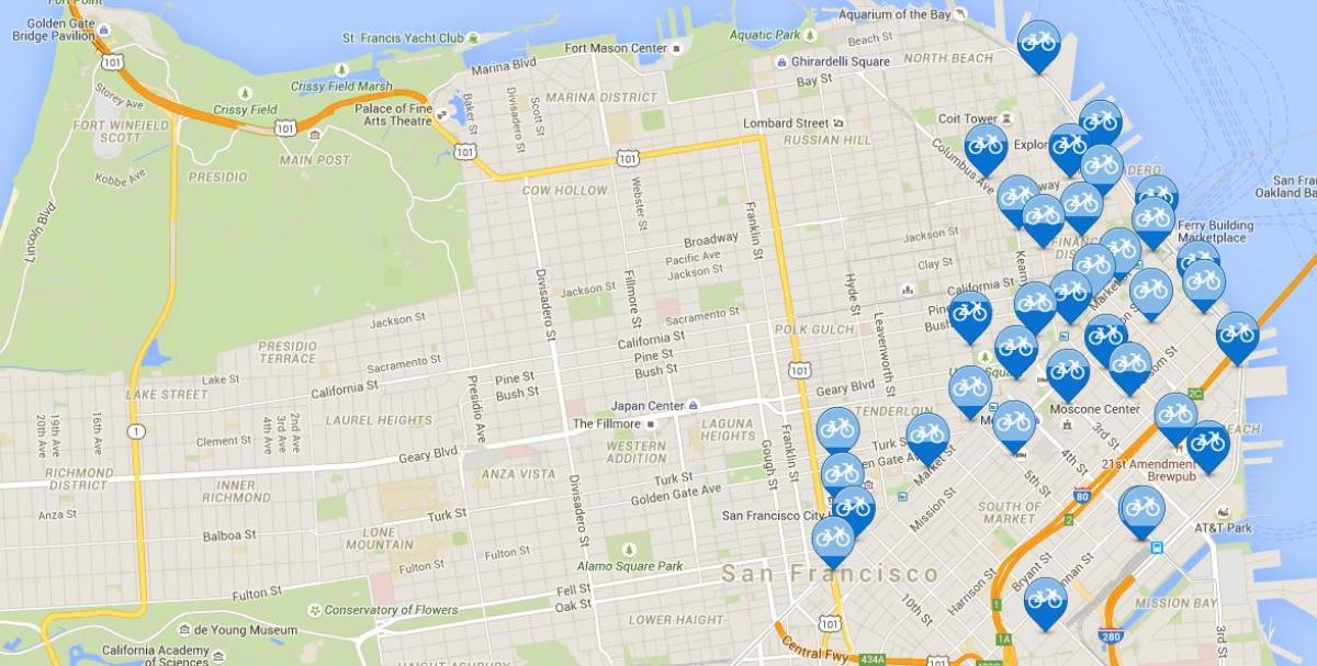 샌프란시스코 지도 자전거 공유