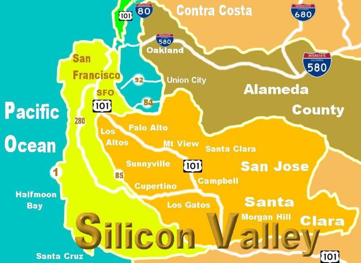 지도의 실리콘 밸리에 위치