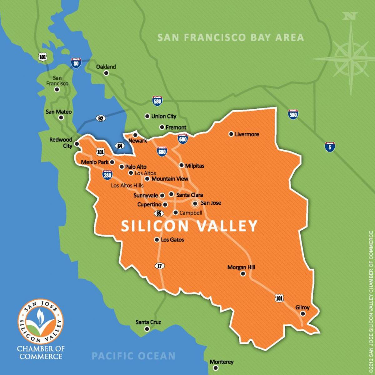 실리콘 밸리에는 세계 지도