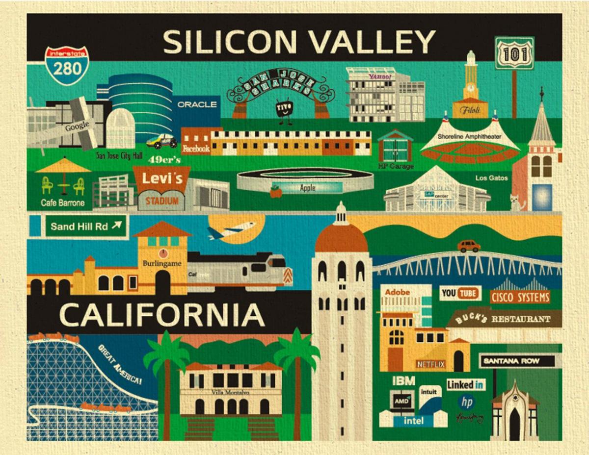 지도의 실리콘 밸리스 포스터