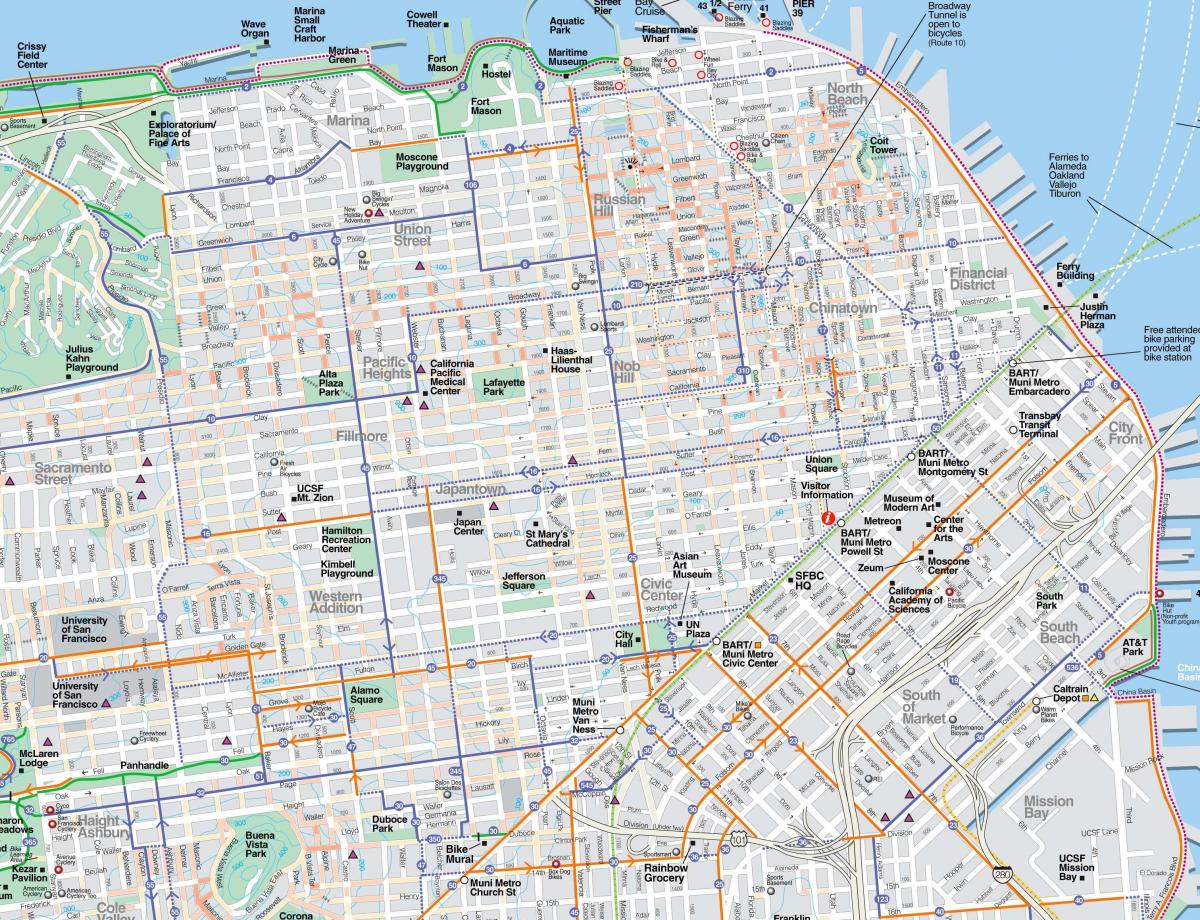 지도의 상세한 샌프란시스코