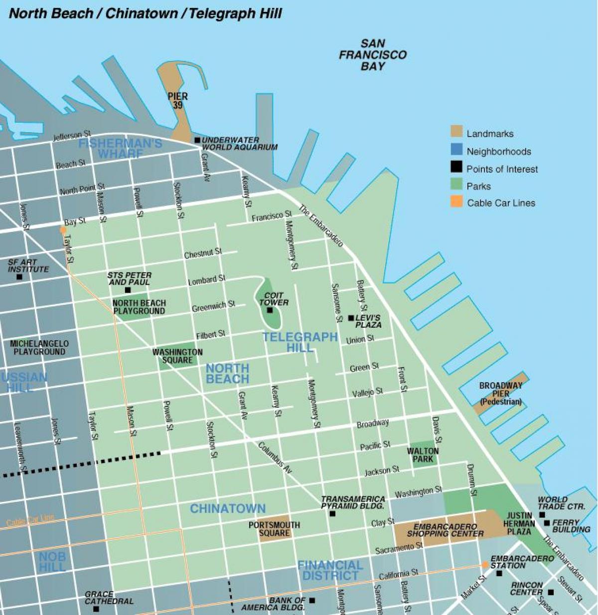 지도 노스 비치의 샌프란시스코