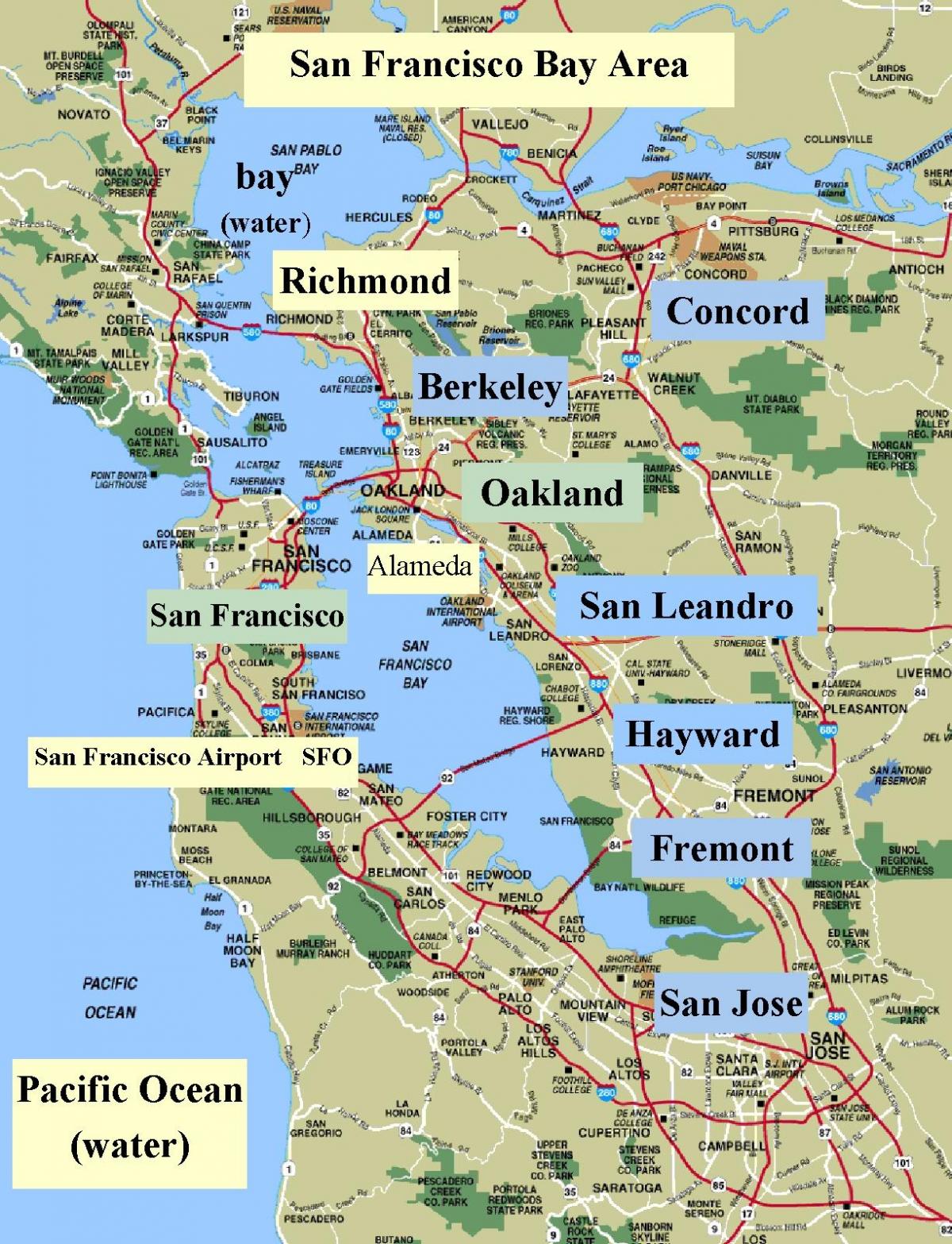 지도 샌프란시스코 지역의 캘리포니아
