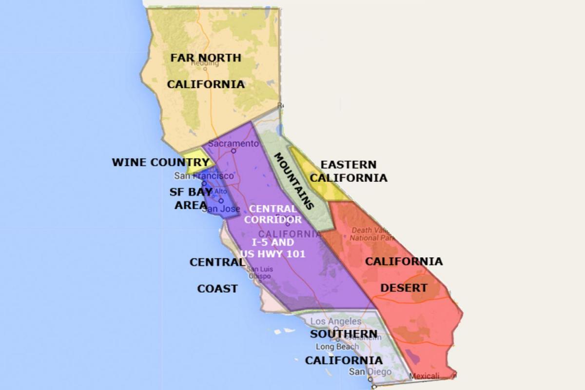 지도 캘리포니아 샌프란시스코의 북쪽
