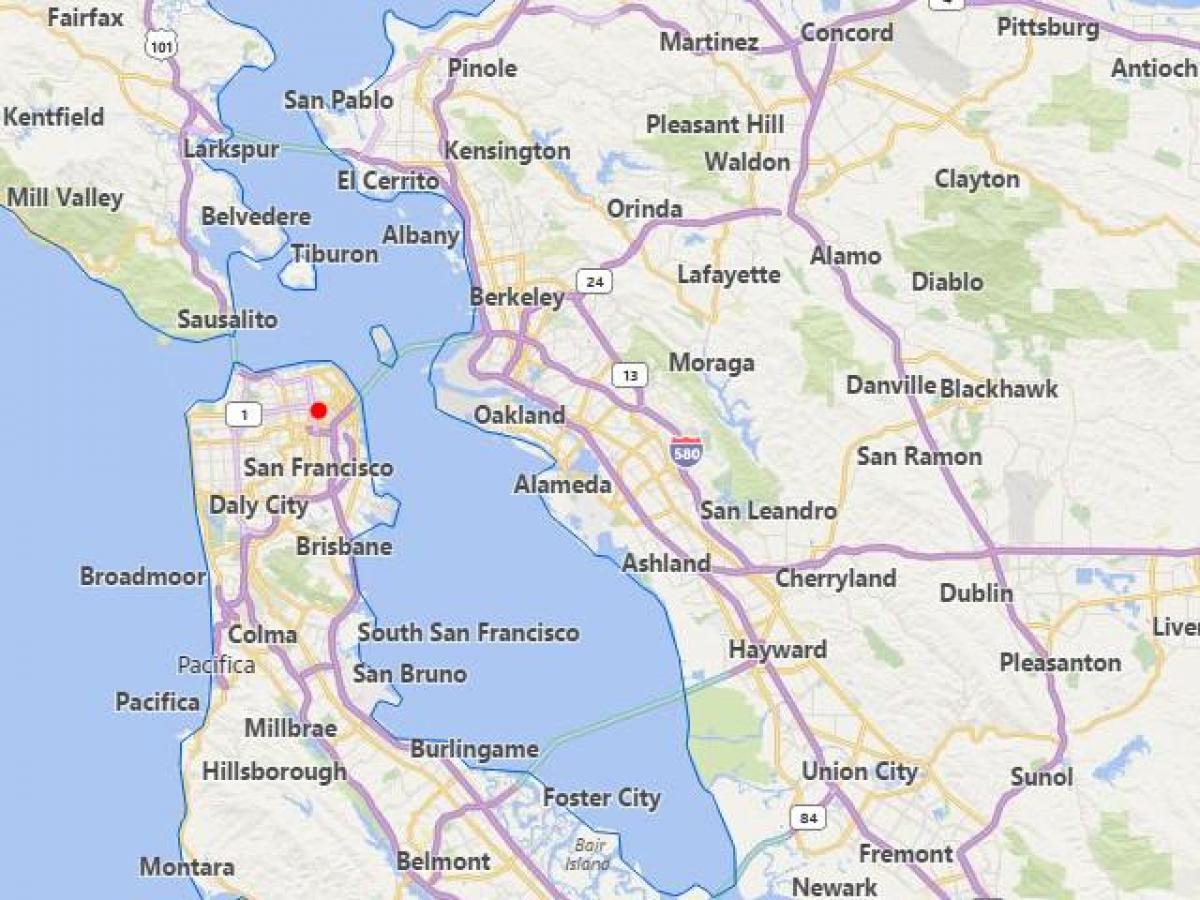 지도 캘리포니아의 도시 근처에는 샌프란시스코
