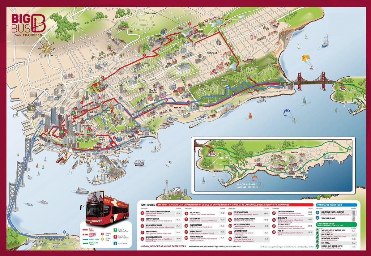 큰 버스 샌프란시스코 지도